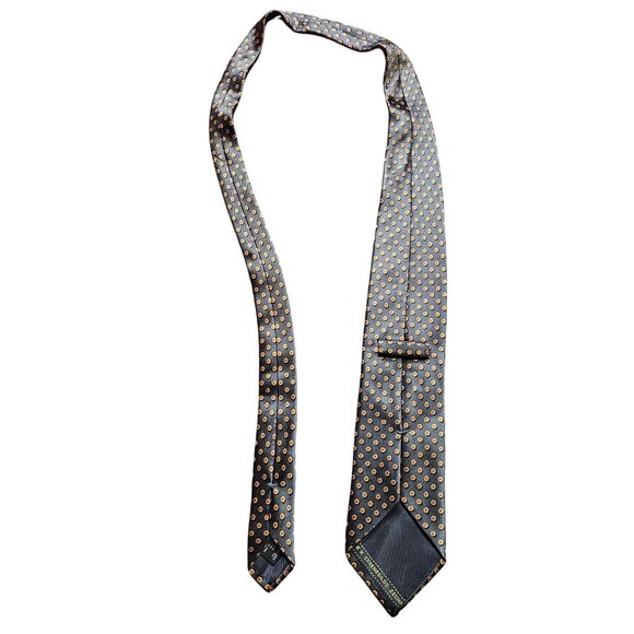 Ermenegildo Zegna Gray & Gold Polka Dot 100% Silk Tie Made In Italy Designer - Picture 3 of 7